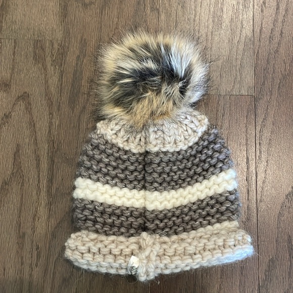 Brown Striped Knit Pom Hat - Picture 3 of 6